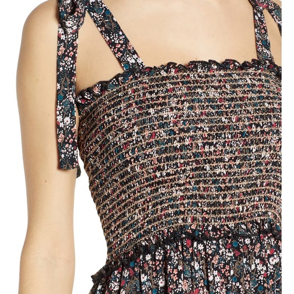 Black Floral Smocked Maxi Dress - Picture 8 of 9